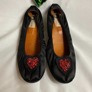 VTG LANVIN HEART RHINESTONE BALLET FLATS SIZE 7.5